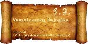 Veszelovszky Hajnalka névjegykártya